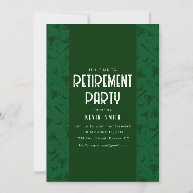 Det är dags för Party Golf Theme Pension Party Inbjudningar (Framsida)