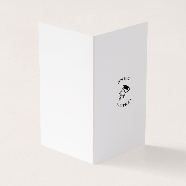 Det är dags för pizza visitkort (Utsida)