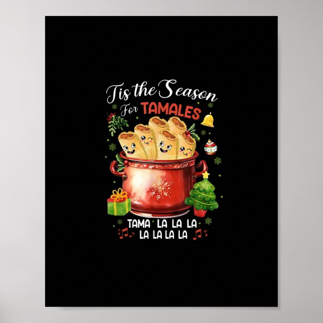 Det Är Dags För Tamales Jul Mexikansk Mat Poster (Framsidan)