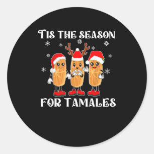 Det Är Dags För Tamales Mexikansk Jul Modern Runt Klistermärke