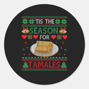 Det Är Dags För Tamales Roligt Julmat Runt Klistermärke