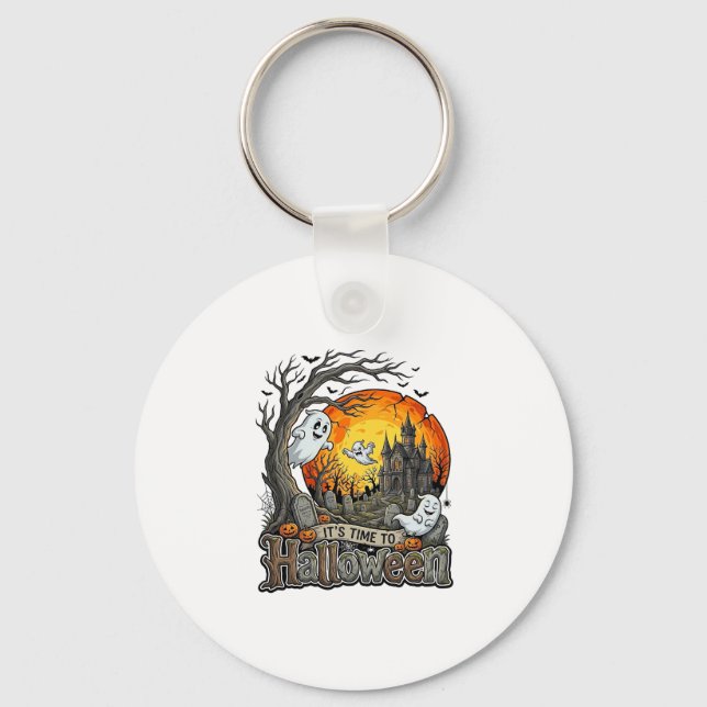 Det Är Dags Halloween Spökhus Kyrkogård Kuslig  Nyckelring (Framsida)
