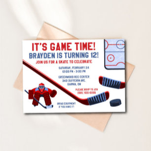Det är dags! Ice Hockey Födelsedagsfest Inbjudningar