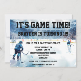 Det är dags! Ice Hockey Födelsedagsfest Inbjudningar