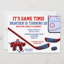 Det är dags! Ice Hockey Födelsedagsfest Inbjudningar