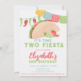 Det är dags två Fiesta 2 år gammal födelsedag Inbjudningar