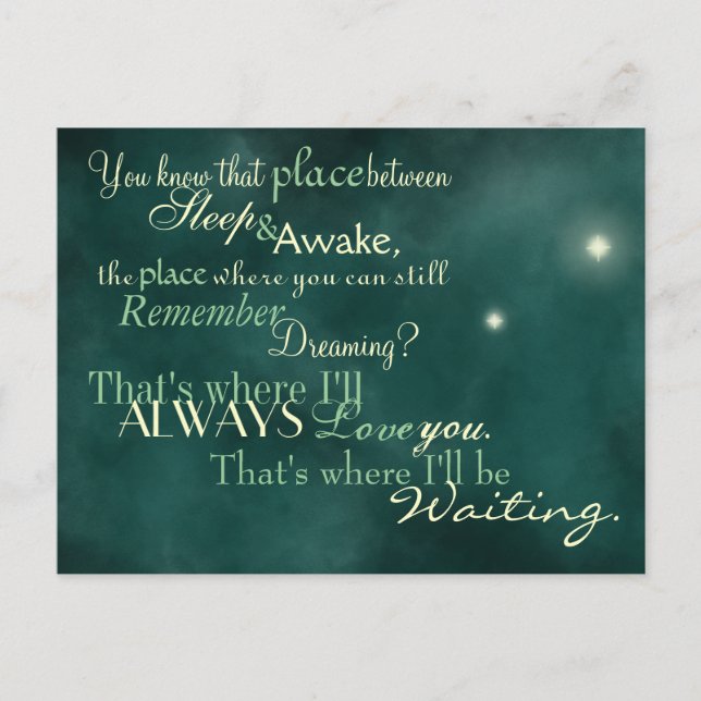 "Det är där jag väntar" vykort (Framsida)