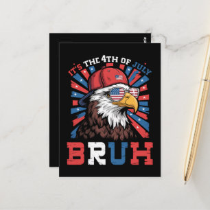 Det är den 4:e juli Bruh Vit Huvad Örn Patriotisk Vykort