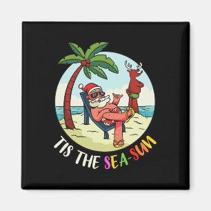 Det är den hav-sola roliga tomte strand sommar jul magnet