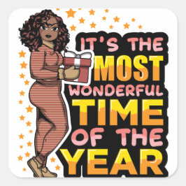 Det är den mest underbara jultiden fyrkantigt klistermärke