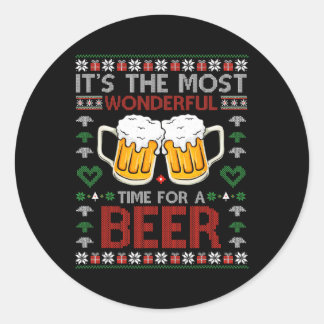 Det är den mest underbara tiden för en Beer Santa Runt Klistermärke