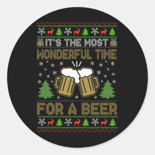 Det är den mest underbara tiden för en Beer Santa Runt Klistermärke