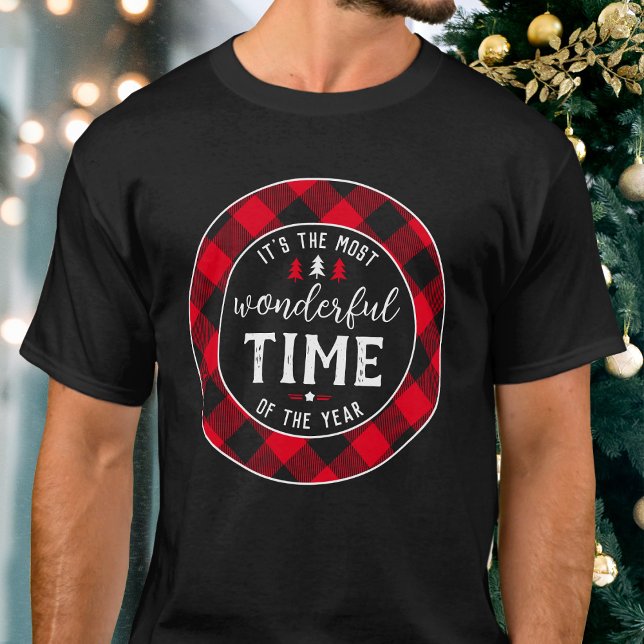 "Det är den mest underbara tiden", svart jul T Shirt (Skapare uppladdad)