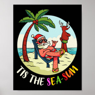 Det Är Den Soliga Havsroliga Julen Santa Strand So Poster