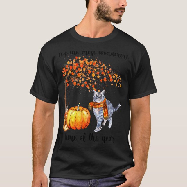 Det är den underbaraste hösttiden katt halsduk pum t shirt (Framsida)