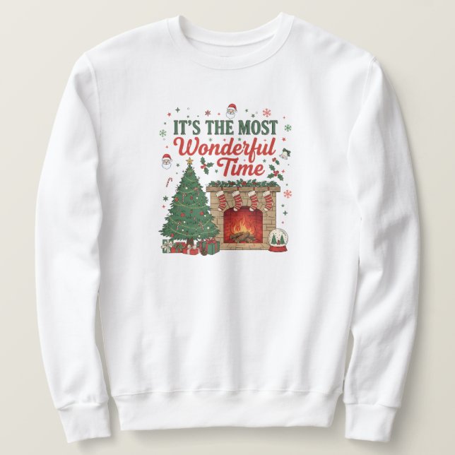 Det är den underbaraste tiden, glädjerik julhav lång ärmad tröja (Design framsida)