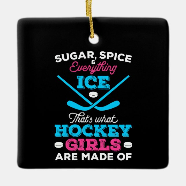 Det är det Hockey Girls är gjord av Julgransprydnad Keramik (Framsida)