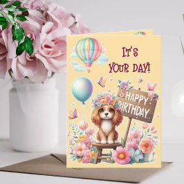 Det är din dag! Grattis på födelsedagen Cute Puppy Kort