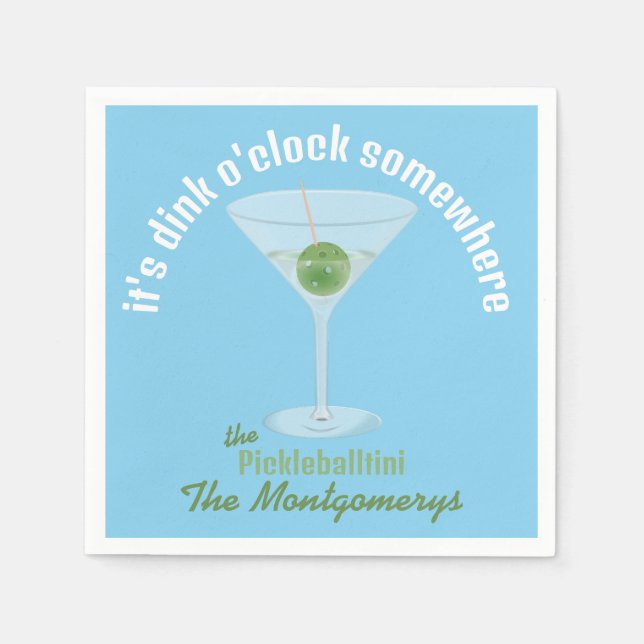 Det är Dink O'Clock någonstans Pickle Martini - Bl Pappersservett (Framsidan)