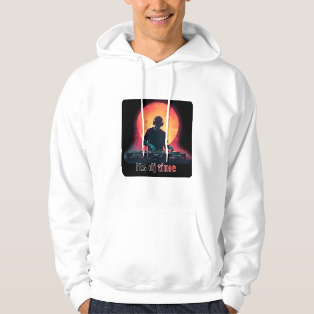 Det är DJ-tid – Neon natt DJ Hoodie (Framsida)
