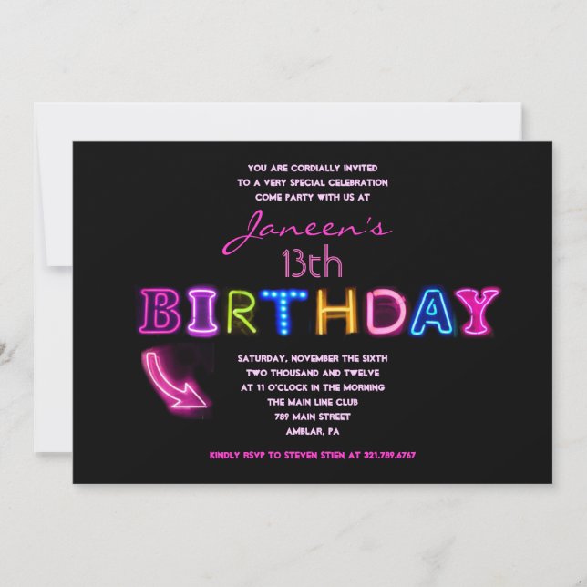 DET ÄR ELECTRIC! 13:e Födelsedagsfesten Inbjudan (Framsida)
