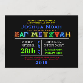 DET är ELEKTRISKT! Mitzvah för NEONGLÖDpub Inbjudningar