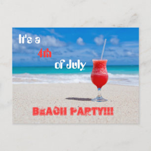 Det är en 4:e juli Beach Party Inbjudan Vykort