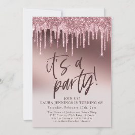 Det är en 60:e födelsedag vid Party Rosa Glitter Inbjudningar