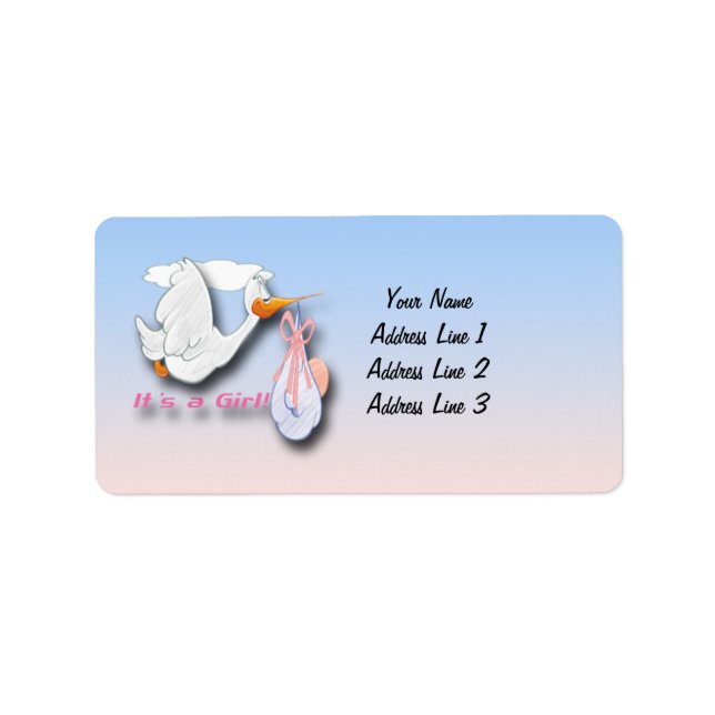 Det är en Adressetiketter för Stork Baby Shower (Framsidan)