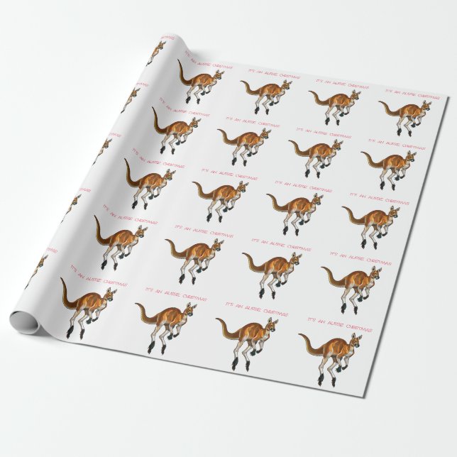 Det är en australiensisk jul med en röd känguru   presentpapper (Utrullad)