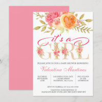 Det är en Baby Shower för Rosa-Blommigt för dagis-