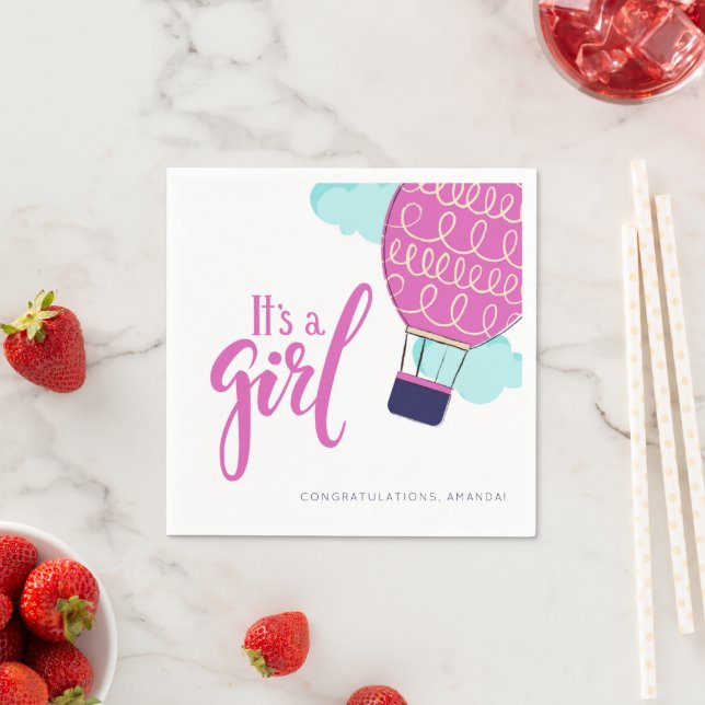 Det är en Baby Shower för Rosa Luftballong Baby Sh Pappersservett (Insitu)