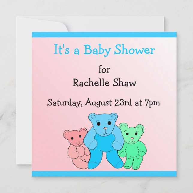 Det är en baby shower rosa och blå inbjudningar (Framsida)