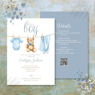 Det är en babyklädstreck för pojke Baby Shower all Inbjudningar