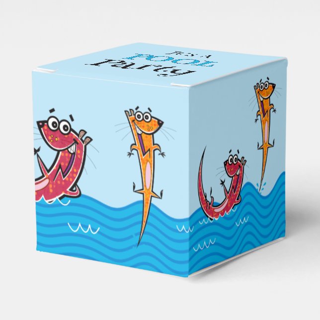 Det är en Bassäng Party med ottrar Presentaskar (Framsidan Sidan)