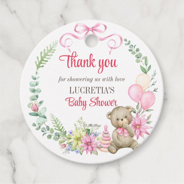 Det är en blommigt-andebabydusch tack. gåvor etiketter (Framsida)