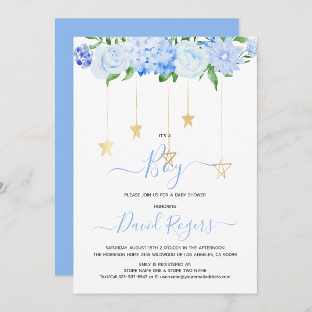 Det är en blommigt-babydusch party... spara datumet (Fram/baksida)