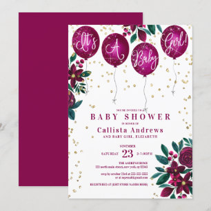 Det är en Blommigt-babyskare för Flickor i Glitter Inbjudningar