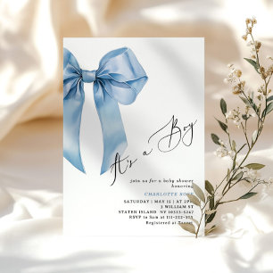 Det är en Blue Bow Elegant Baby Shower Inbjudningar