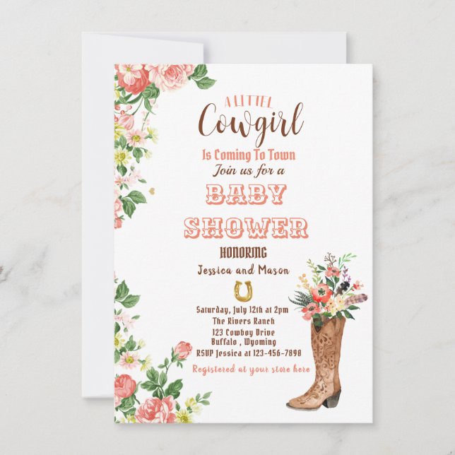 Det är en Boots Cowgirl Baby Shower-inbjudan Tack Kort (Framsida)
