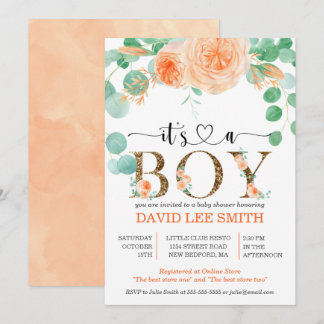 Det är en botanisk teal och orange Baby Shower