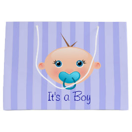 Det är en Boy Baby Ansikte Blue - Large Gift Bag