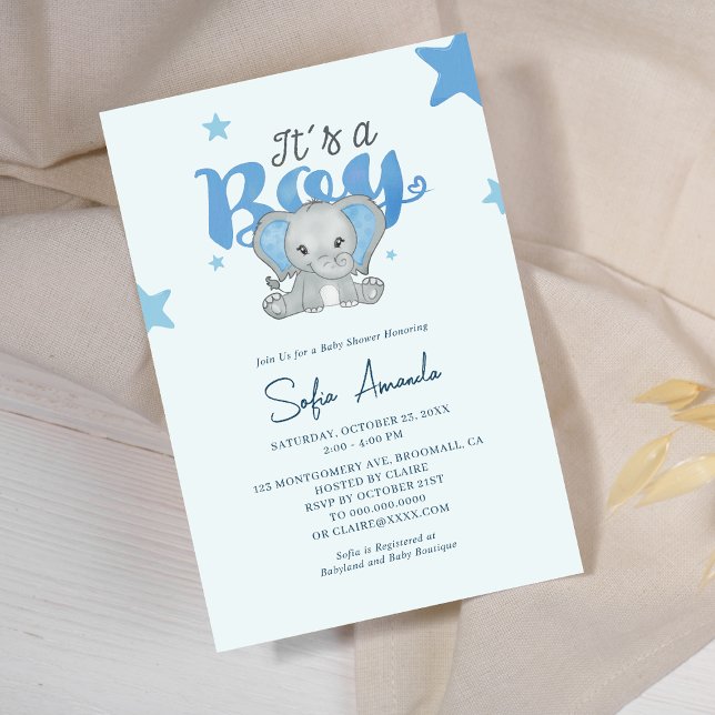 Det är en Boy Baby Elephant Baby Shower Inbjudningar (Skapare uppladdad)