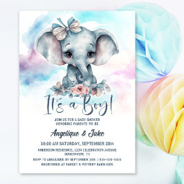 Det är en Boy Baby Elephant Boy Baby Shower Inbjudningar