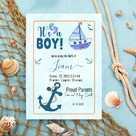 Det är en "Boy Birth Nautical Sailboat Anchor" Meddelande