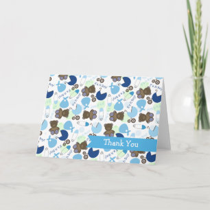 Det är en Boy Blue Mönster Baby Shower Tack Kort