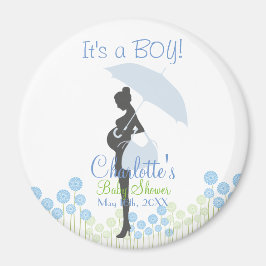 Det är en BOY! Blue Silhouette Baby Shower Magnet