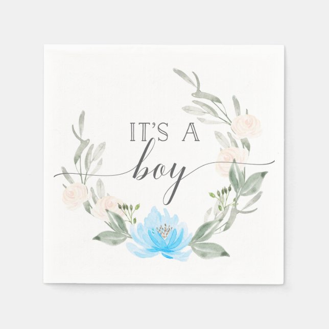 Det är en Boy Cocktail Napkins Pastel Blue Pappersservett (Framsidan)