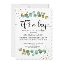 Det är en Boy Elegant Boy Eucalyptus Baby Shower