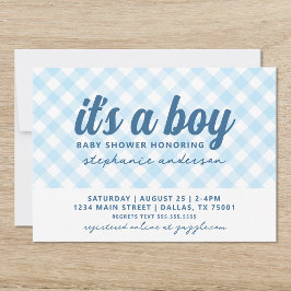 Det är en Boy Gingham Baby Shower Inbjudningar